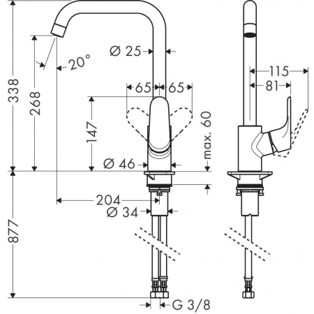 Кухонный смеситель hansgrohe Focus 260 31820670, матовый черный