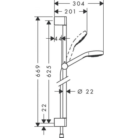 Душевой набор hansgrohe Croma Select S 1jet со штангой 65 см 26564400, белый/хром