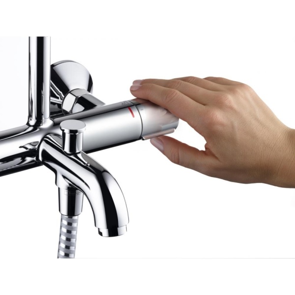 Душевая система Showerpipe 230 1jet с термостатом для ванны Hansgrohe Vernis Shape 26284000, хром
