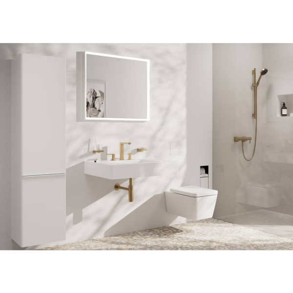 Смеситель для раковины hansgrohe Tecturis E 150 EcoSmart+, с донным клапаном Push-Open, 73030140, шлифованная бронза