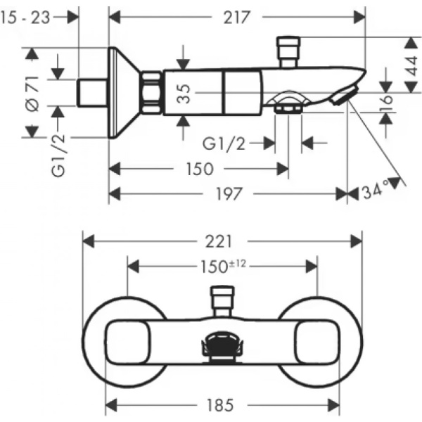 Смеситель для ванны hansgrohe Logis 71243000, хром