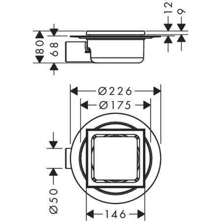 Точечный слив с решеткой hansgrohe RainDrain Spot, 15х15 см 56055800, под сталь