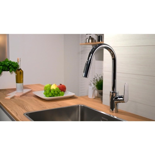 Смеситель hansgrohe Focus для кухонной мойки с выдвижным душем 31815000, хром