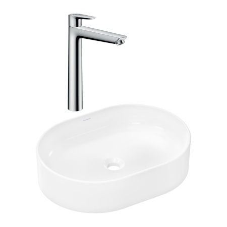 Готовый набор для раковины hansgrohe Xuniva U накладной со смесителем Talis E 240 HG-PR262, белый/хром