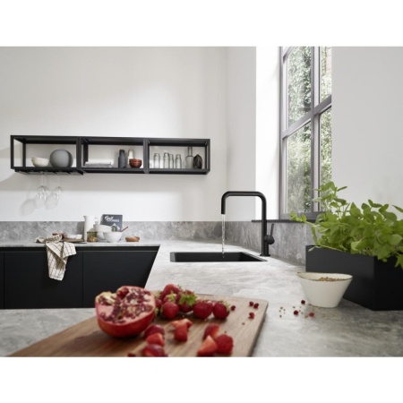Кухонный смеситель однорычажный, U 220, 1jet Hansgrohe 72806670, матовый черный