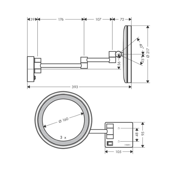 Зеркало для бритья Hansgrohe AddStoris 41790990 полированное золото