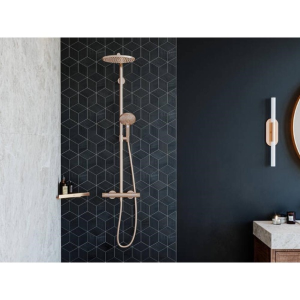 Душевая система hansgrohe Raindance Select S Showerpipe 240 1jet PowderRain с термостатом 27633140, шлиф. Бронза