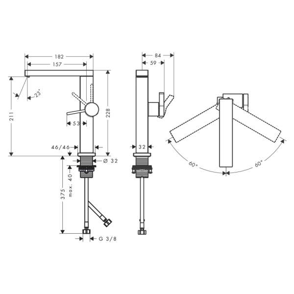 Смеситель для раковины hansgrohe Tecturis E 210 Fine, EcoSmart+, cо сливным гарнитуром Push-Open, 73060670, матовый черный