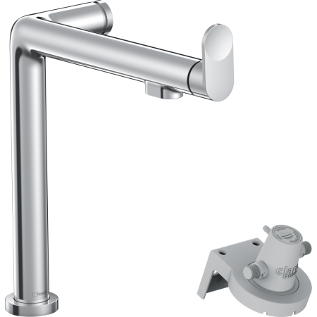Смеситель для кухонной мойки hansgrohe Aqittura M91 240 1jet с поворотным изливом и функцией фильтрации, без фильтра в комплекте 76804000, хром