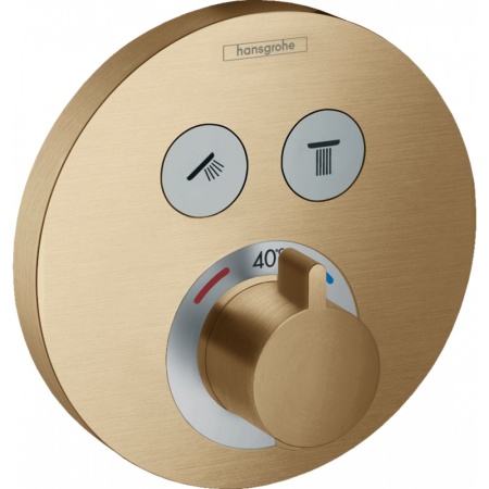 Термостат Hansgrohe ShowerSelect S, для 2 потребителей, СМ 15743140, шлифованная бронза