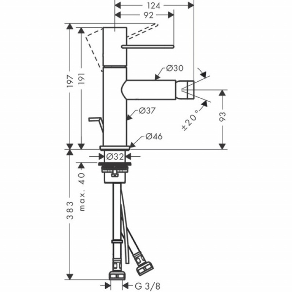 Смеситель для биде Hansgrohe Axor Uno 38211000 хром