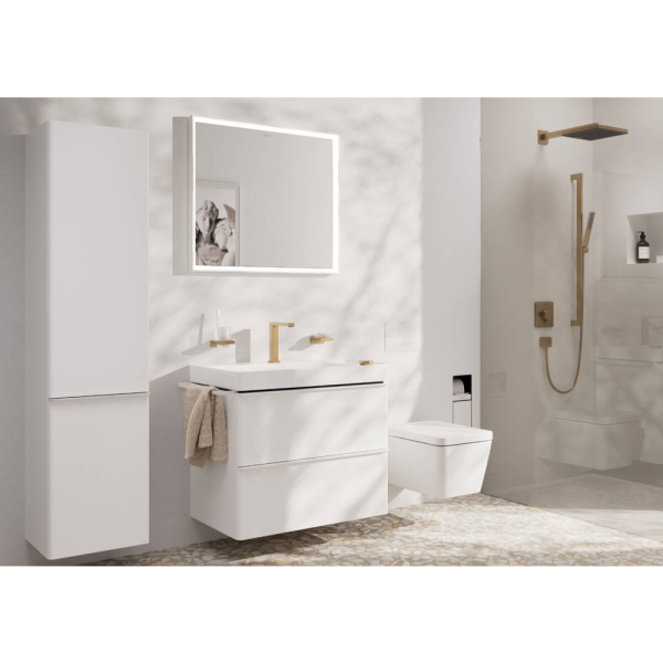 Смеситель для раковины hansgrohe Tecturis E 150 CoolStart EcoSmart+, с донным клапаном, 73053140, шлифованная бронза
