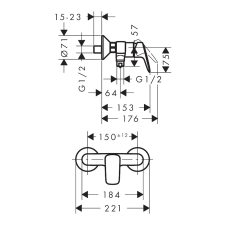 Hansgrohe Logis Смеситель для душа черный матовый 71600670