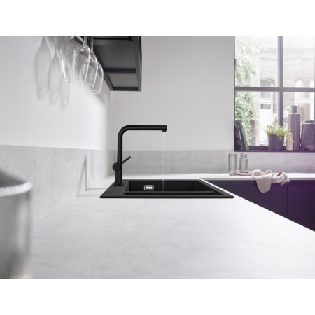 Кухонный смеситель однорычажный, 270, с вытяжным изливом, 1jet Hansgrohe 72808670, матовый черный