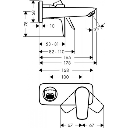 Смеситель для раковины hansgrohe Talis E настенный 71732000, хром