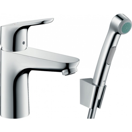 Смеситель hansgrohe Focus для раковины с гигиеническим душем и донным клапаном Push-Open 31927000, хром