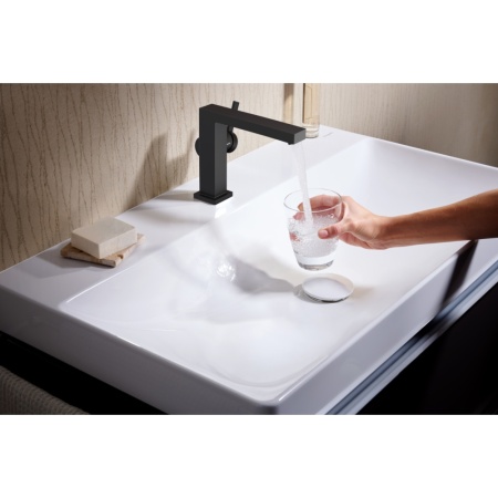 Смеситель для раковины hansgrohe Tecturis E 110 Fine CoolStart, EcoSmart+, с донным клапаном, 73023670, матовый черный
