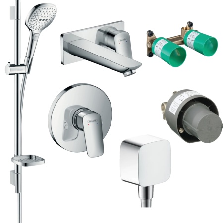 Готовый набор для душа скрытого монтажа hansgrohe Logis со смесителем для раковины HG-PR20, хром