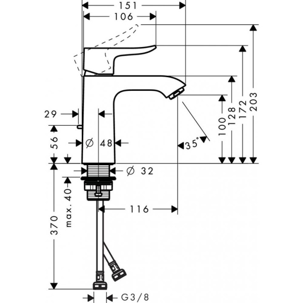 Смеситель hansgrohe Metris для раковины 31080000, хром