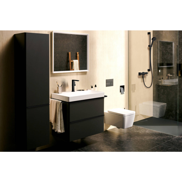 Смеситель для раковины hansgrohe Tecturis E 210 Fine, EcoSmart+, cо сливным гарнитуром Push-Open, 73060670, матовый черный