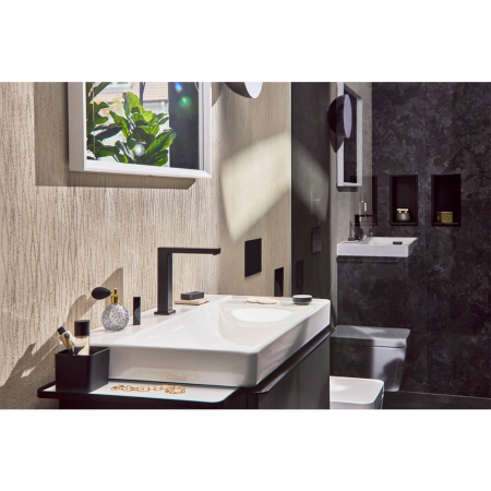 Смеситель для раковины hansgrohe Tecturis E 150 CoolStart EcoSmart+, с донным клапаном, 73053670, матовый черный