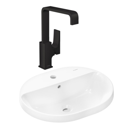 Готовый набор для раковины hansgrohe Xuniva U встраиваемой со смесителем Metropol 230 HG-PR216, белый/матовый черный