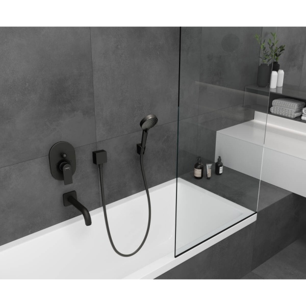 Готовый набор для ванны скрытого монтажа hansgrohe Vernis Shape с ручным душем HG-PR94, матовый черный