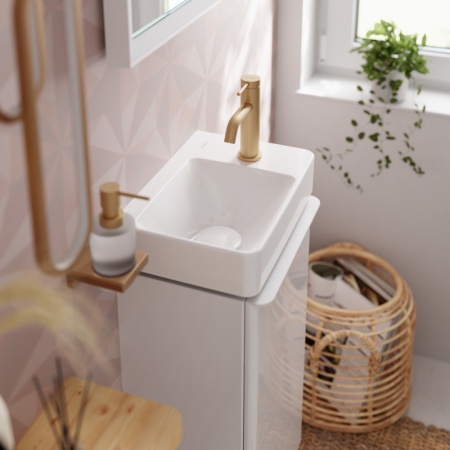 Cмеситель для раковины hansgrohe Tecturis S 80, EcoSmart+, для холодной воды, 73313140, шлифованная бронза