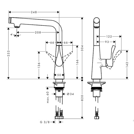 Смеситель для кухни Hansgrohe Metris Select M71 73811800 cталь