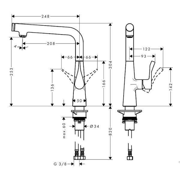 Смеситель для кухни Hansgrohe Metris Select M71 73811800 cталь