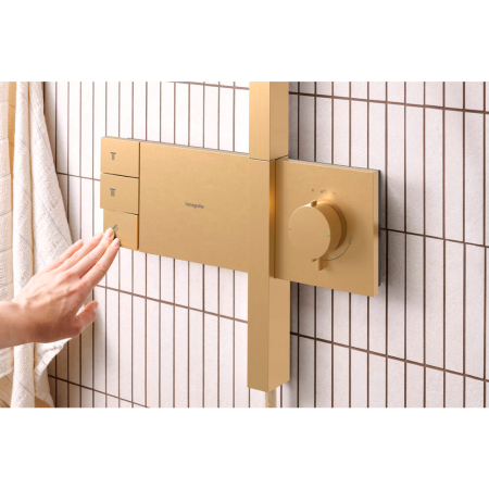 Душевая система hansgrohe Raindance Alive S Showerpipe 300 2jet с термостатом ShowerSelect Comfort, 24595140, шлифованная бронза