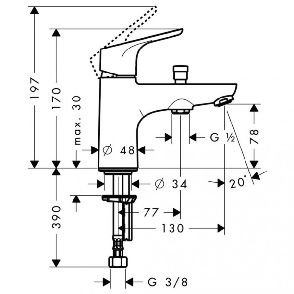 Смеситель hansgrohe Focus E2 Monotrou на борт ванны 31930000, хром