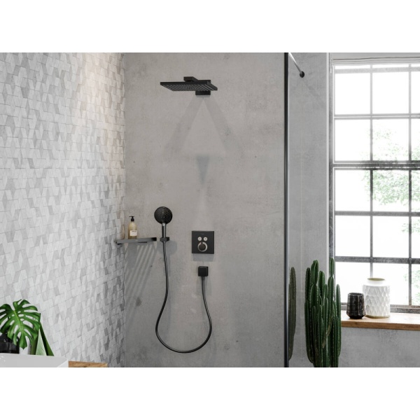 Внешняя часть термостата для душа hansgrohe ShowerSelect скрытого монтажа на 2 потребителя 15763340, шлифованный черный хром