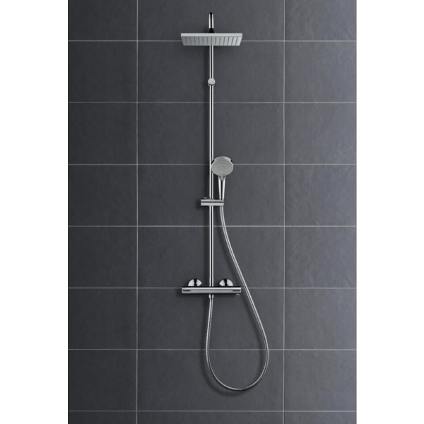 Душевая система Showerpipe 230 1jet с термостатом Hansgrohe Vernis Shape 26286000, хром