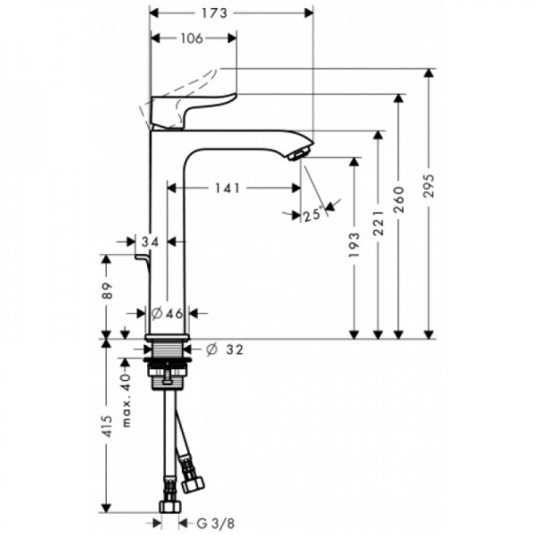 Смеситель hansgrohe Metris для раковины 31185000, хром