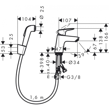 Смеситель hansgrohe Logis для раковины с гигиеническим душем 71290000, хром