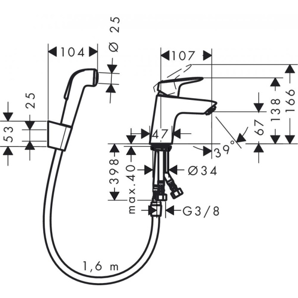 Смеситель hansgrohe Logis для раковины с гигиеническим душем 71290000, хром
