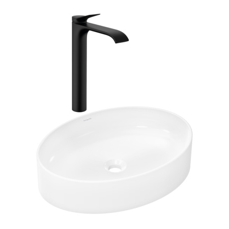 Готовый набор для раковины hansgrohe Xuniva D накладной со смесителем Vivenis 250 HG-PR244, белый/матовый черный