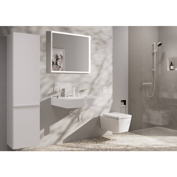 Смеситель для раковины hansgrohe Tecturis E 150 EcoSmart+, с донным клапаном Push-Open, 73030700, матовый белый