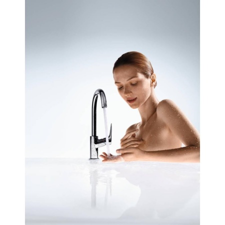 Смеситель hansgrohe Logis для раковины с поворотным изливом без сливного набора 71131000, хром