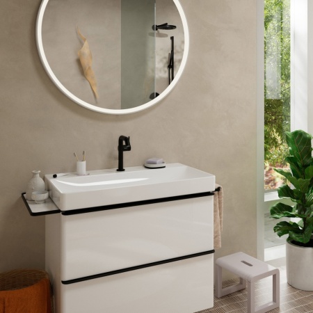 Смеситель для раковины hansgrohe Tecturis S 150 Fine CoolStart, EcoSmart+, со сливным клапаном Push-Open, 73340670, матовый черный