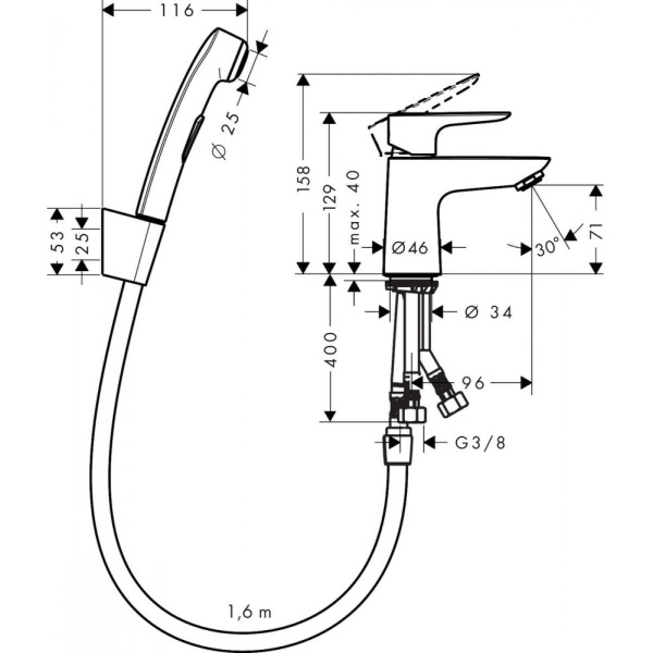 Набор для биде hansgrohe Talis со сливным клапаном Push-Open 71729000, хром