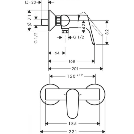 Смеситель hansgrohe Focus E2 для душа 31960000, хром