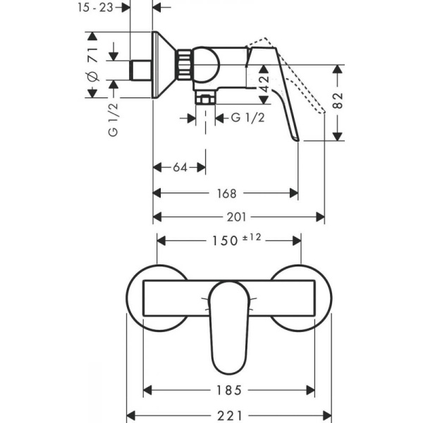 Смеситель hansgrohe Focus E2 для душа 31960000, хром