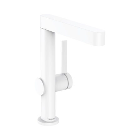 Hansgrohe Finoris Смеситель для раковины однорычажный 230 с поворотным изливом со сливным клапаном Push-Open белый матовый 76060700