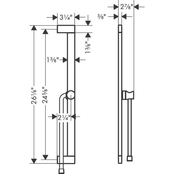 Душевая штанга hansgrohe Unica S Puro 650 мм со слайдером и шлангом Isiflex 1600 мм 24402140, шлифованная бронза