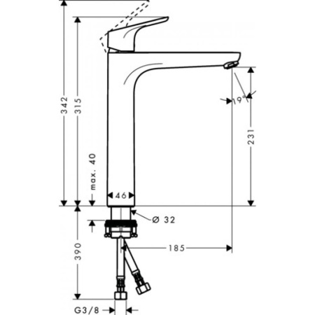 Смеситель для раковины 230, однорычажный, без сливного набора Hansgrohe 31532000, хром