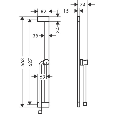 Душевая штанга hansgrohe Unica S Puro 650 мм со слайдером и шлангом Isiflex 1600 мм 24402000, хром
