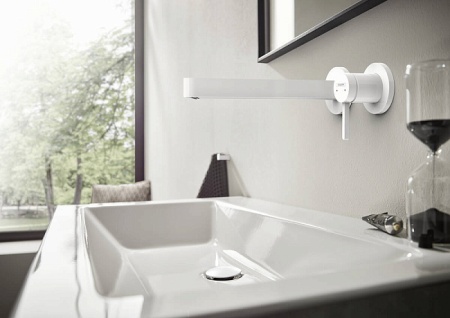 Комплект смеситель для раковины Hansgrohe Finoris 76050700S, матовый белый, с внутренней частью