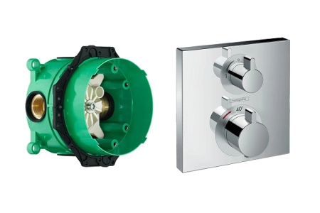 Термостат для душа Hansgrohe Ecostat Square 15714000S, со скрытой частью, хром